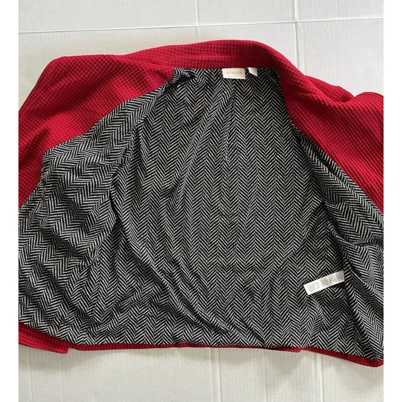 Chicos Red Moto Jacket Waffle Texture Side Zip Closure Size 3 Gold Zip - Picture 8 of 9